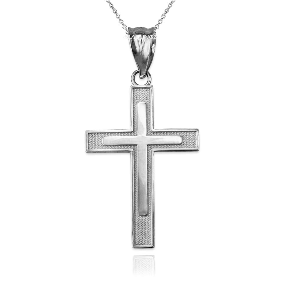 10K White Gold Cross Pendant Necklace for Women - Elegant Religious Jewelry Gift for Baptism, Confirmation & Everyday Wear