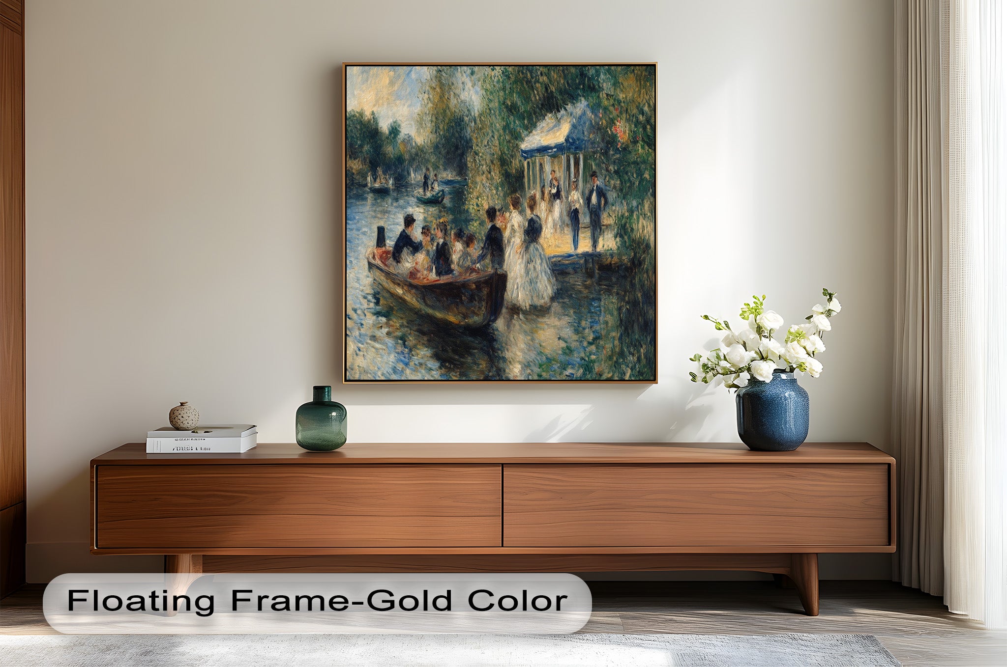 Afternoon Gathering by the River - Handmade Impressionist Oil Painting on Canvas - Perfect for Living Room, Bedroom, or Office Wall Decor