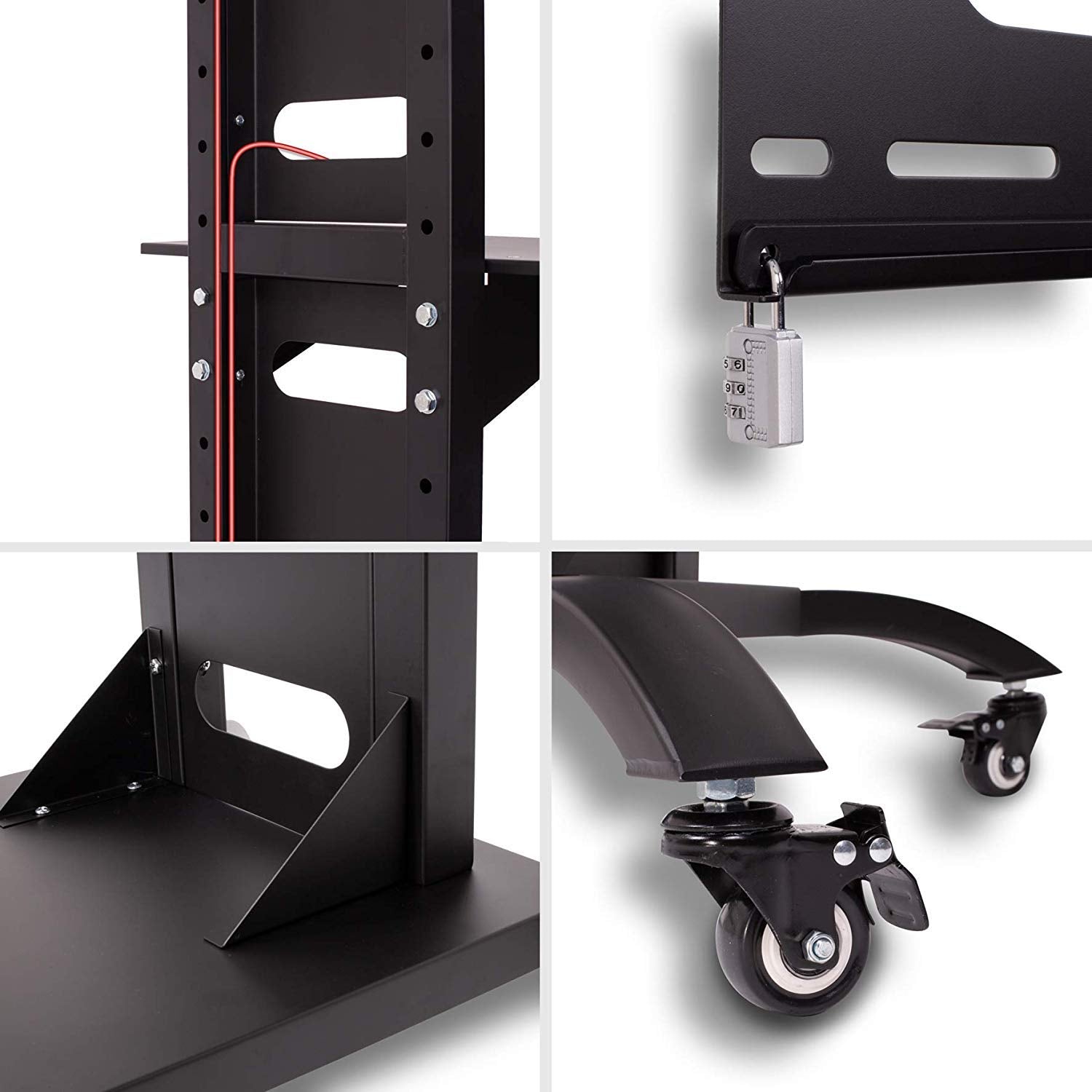 Duronic Heavy Duty TV Floor Stand for 37-70 Inch Flat Screen TVs | Adjustable Tilt & Swivel Mount | VESA 700x400 | 82kg Capacity with Shelf & Wheels | Perfect for Living Room, Bedroom, or Home Theater Setup