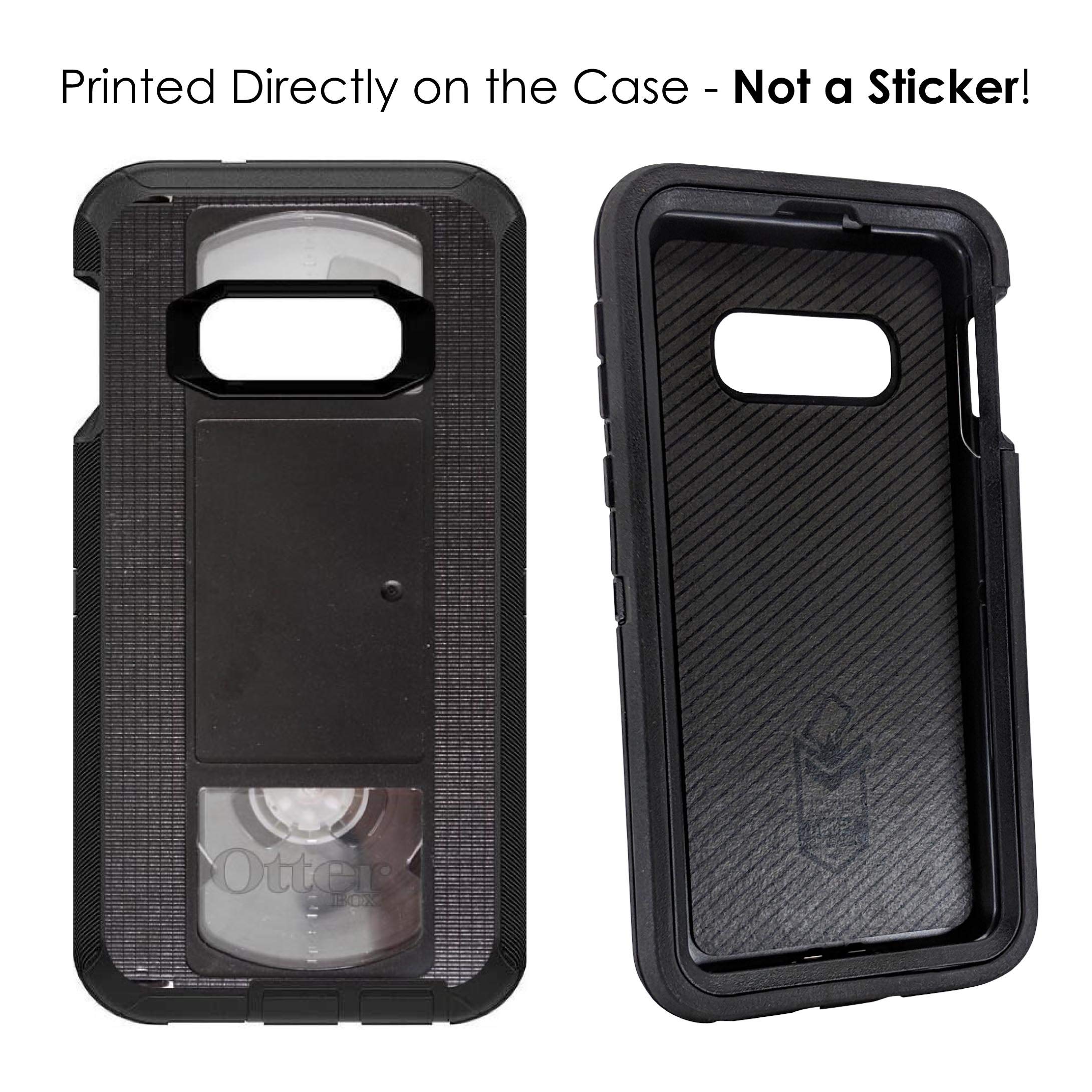 DistinctInk Samsung Galaxy S10e Case (5.8 Inch) - Durable Protective Phone Cover | Black VHS Video Tape Design | Shockproof Replacement for OtterBox Defender | Perfect for Outdoor Activities, Travel & Daily Use