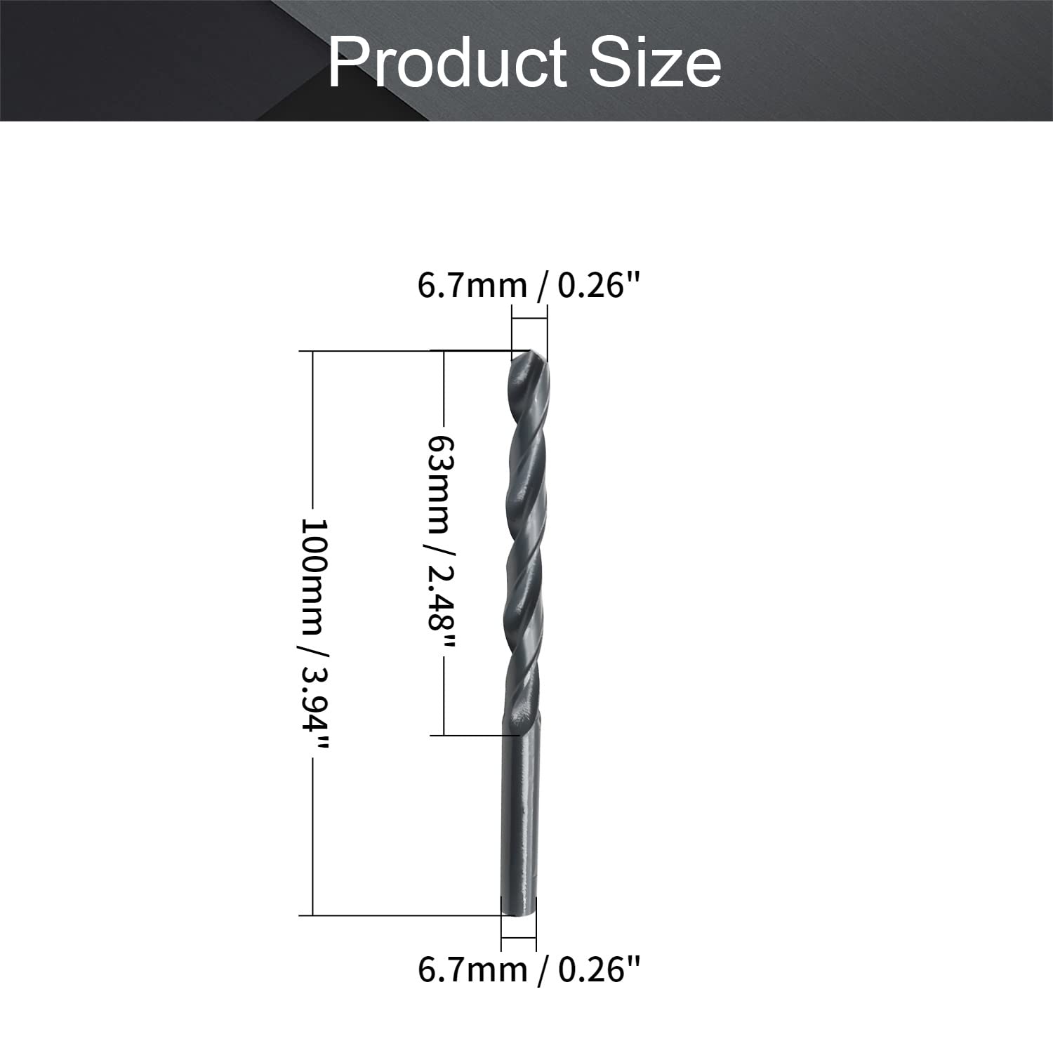 Utoolmart 10-Piece HSS-4241 Black Round Shank Twist Drill Bit Set - 6.7mm Diameter High Speed Steel Drill Bits for Metal, Steel & Aluminum Alloy - Perfect for DIY Projects, Woodworking & Metal Fabrication