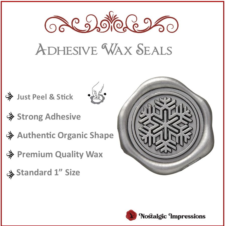Snowflake Christmas Wax Seal Stickers - 25 Self-Adhesive Envelope Seals for Holiday Cards, Gift Wrapping & Scrapbooking - Festive Winter Decorations for Letters, Invitations & DIY Crafts