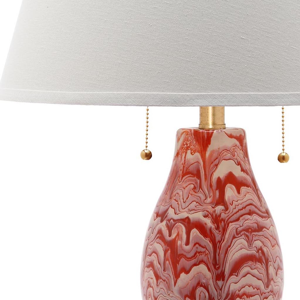 SAFAVIEH Modern Swirls Orange and White 29-Inch Table Lamp Set of 2 with LED Bulbs - Bedroom, Living Room, Home Office, Nightstand Lighting for Cozy Ambiance and Stylish Decor