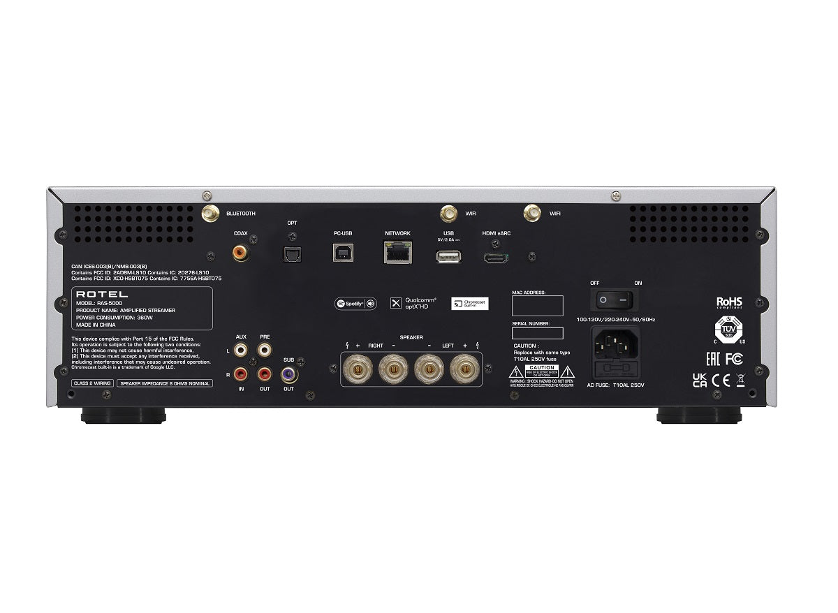 Rotel RAS 5000 High Power Streaming Integrated Amplifier - HiFi Audio System for Home Theater, Music Streaming & Audiophile Listening