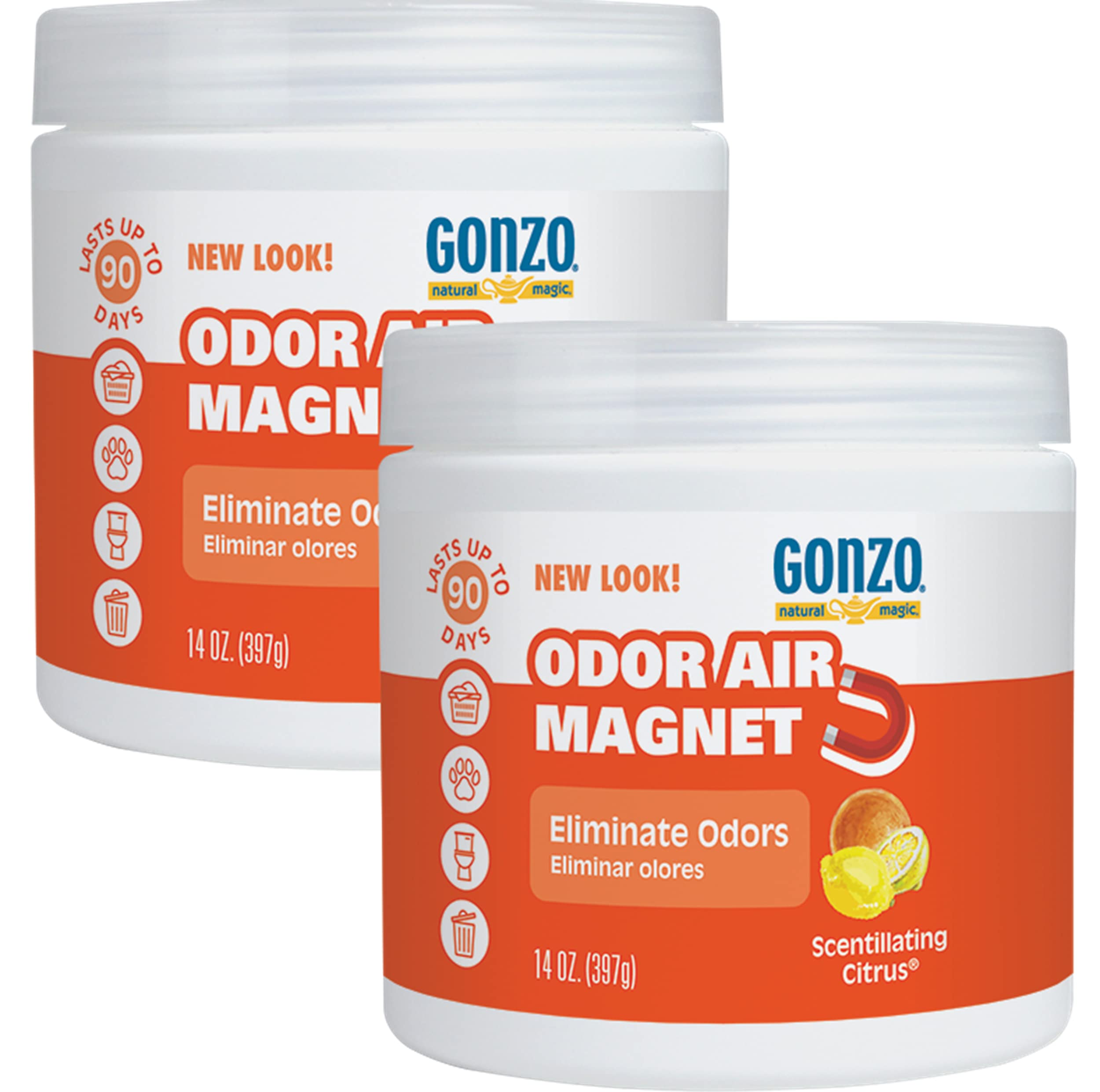 Gonzo Odor Absorbing Gel - 2 Pack (14 oz) - Powerful Odor Eliminator for Car, Closet, Bathroom & Pet Areas - Long-Lasting Freshness - Ideal for Home, Office, and Travel Use