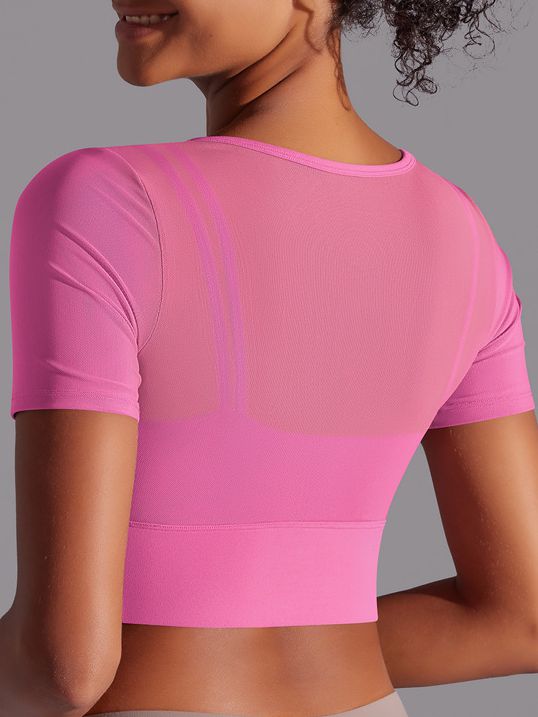 ZASUWA Women's Sexy Mesh Hollow Out Breathable Short Sleeve Tops - Perfect for Night Out, Party, and Summer Fashion