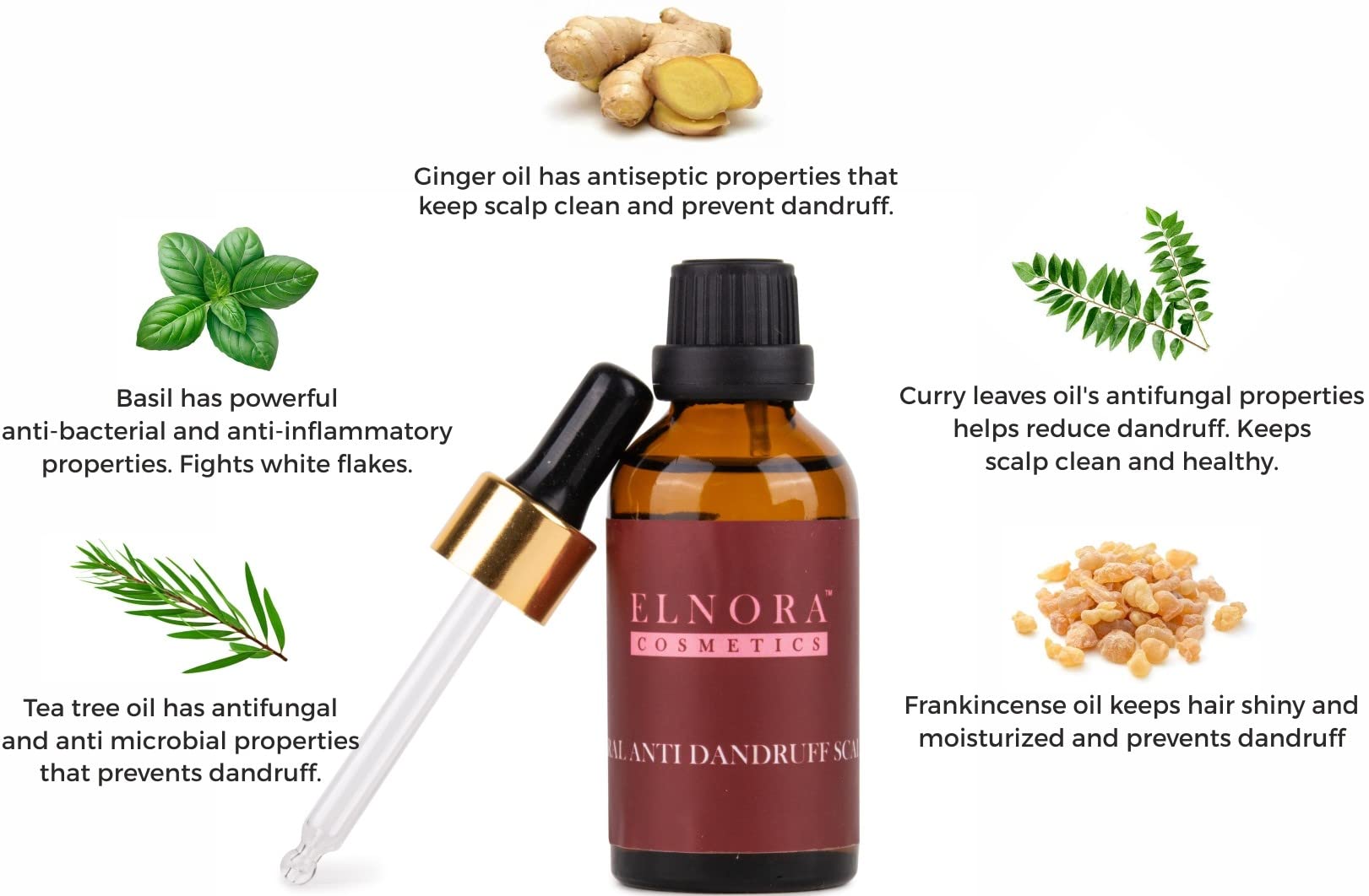 Natural Anti Dandruff Scalp Oil - 50ml with Basil, Ginger, Peppermint & Curry Leaves Oil | Soothes Itchy Scalp, Reduces Flakes & Promotes Hair Health | Perfect for Dry Scalp & Dandruff Treatment at Home