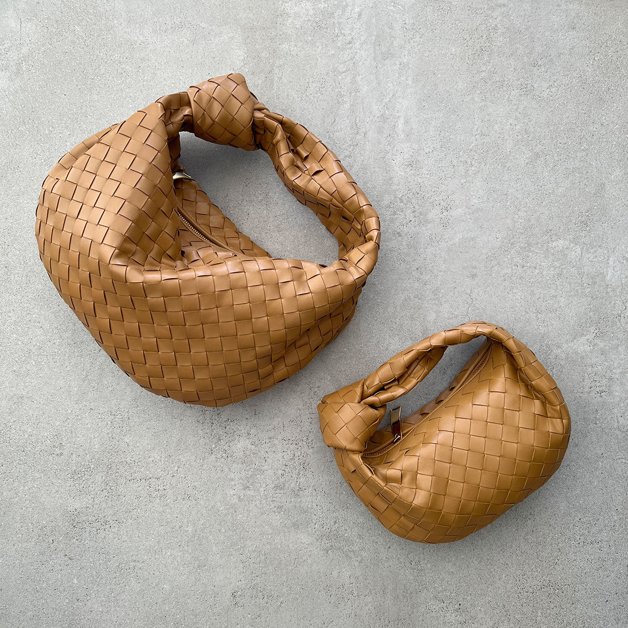 Jodie Mini Intrecciato Crossbody Bag in Caramel - Premium Leather Shoulder Purse for Women, Perfect for Work, Travel & Everyday Use