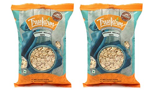 Truefarm Organic Rolled Oats (250g) - Gluten Free Whole Grain Oatmeal for Breakfast, Baking & Smoothies - Healthy Vegan Snack for Weight Loss & Heart Health