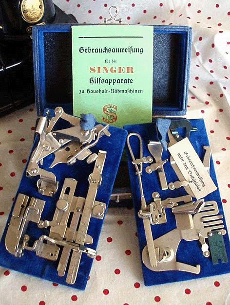 Vintage Original Blue Velvet Singer Box Attachments Set - Perfect for Sewing Machine Accessories & Craft Storage