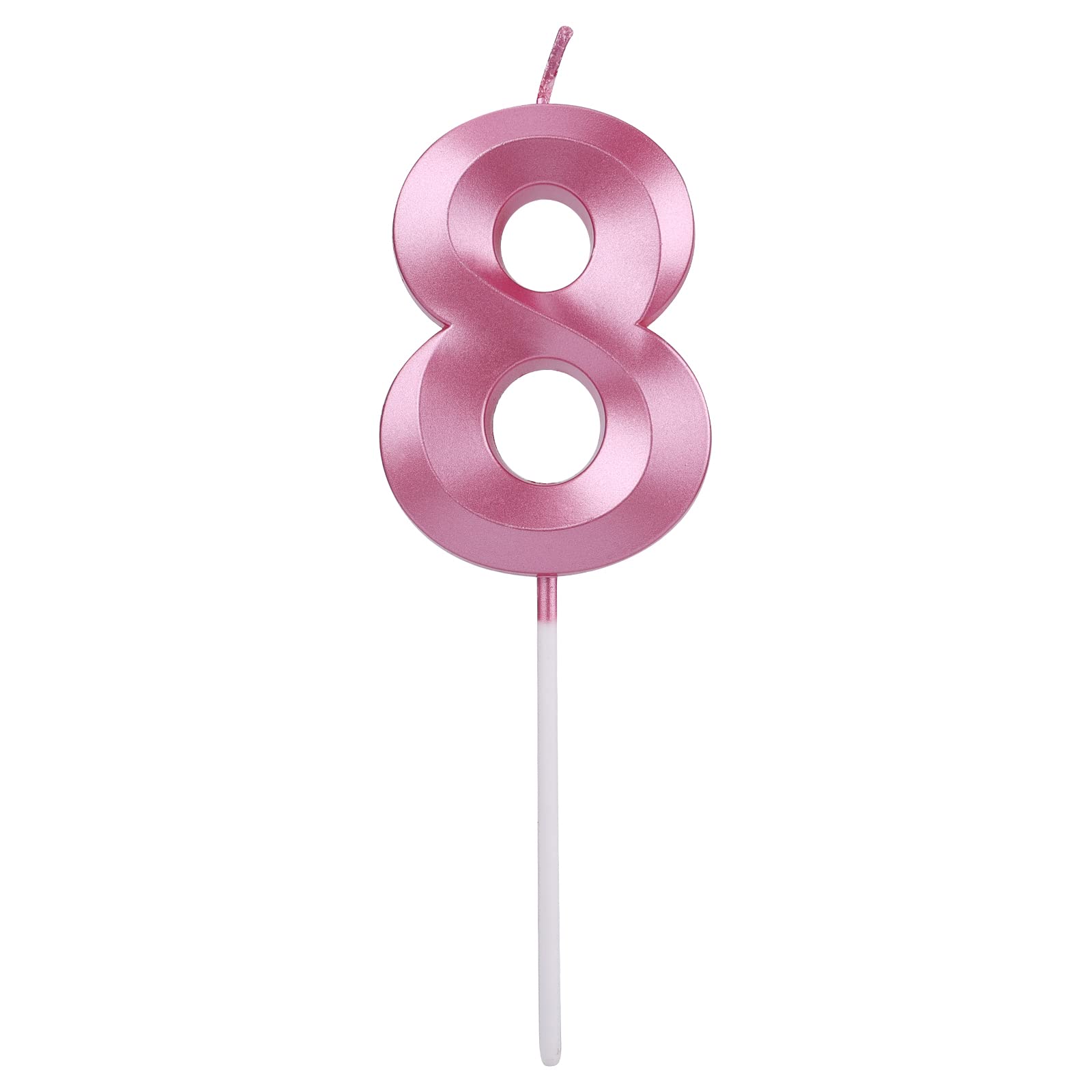 AIEX 2.76 Inches Birthday Candles - Large 3D Number 8 Cake Candles for Birthday Cakes (Pink) | Perfect for Birthday Parties, Anniversaries, Baby Showers & Special Celebrations