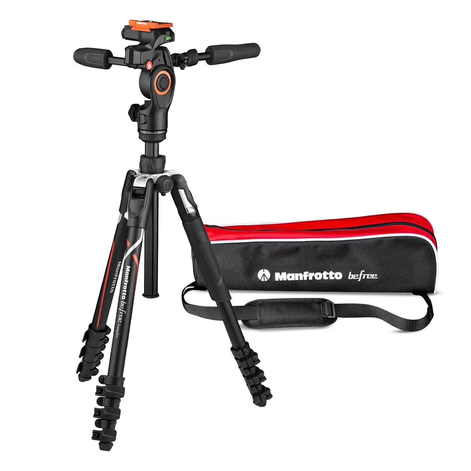 Manfrotto Befree Advanced 3-Way Aluminum Travel Tripod with Fluid Head for Sony Alpha Cameras - Compact Lever Lock Mini Tripod for Photography, Videography & Vlogging - Includes Carry Bag (MKBFRLA-3W) - Perfect for Travel, Outdoor Shoots & Content Creation