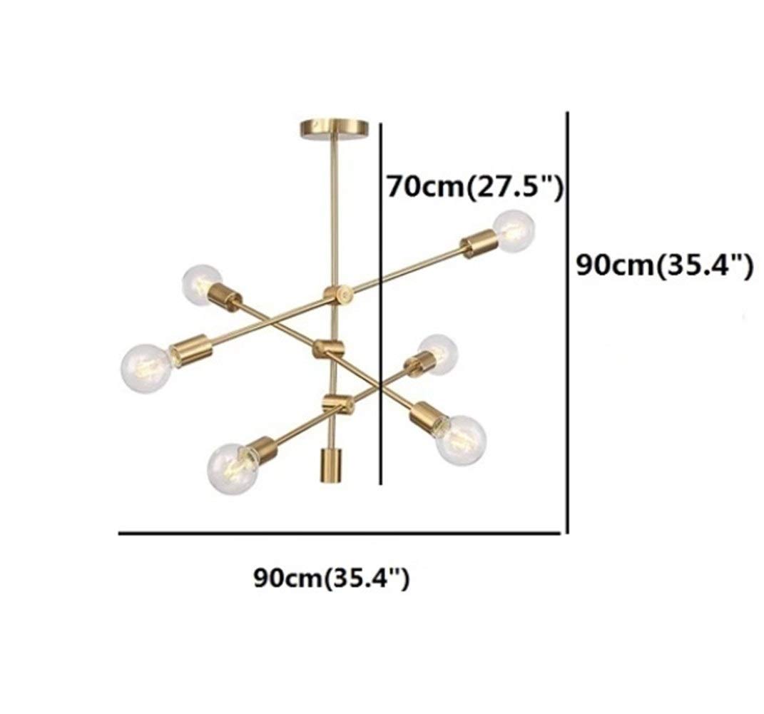 6-Light Adjustable Linear Chandelier - 90cm Modern Nordic Style Metal Pendant Light with Electroplated Finish | Perfect for Dining Room, Living Room & Bedroom Lighting