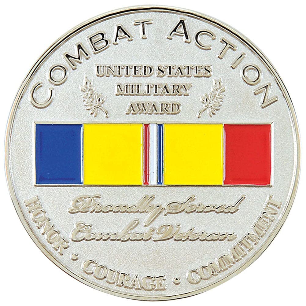 MEDALS OF AMERICA EST. 1976 Combat Action Ribbon Challenge Coin - Military Collectible Gift for Veterans, Soldiers & History Enthusiasts - Perfect for Display, Commemoration & Appreciation Ceremonies