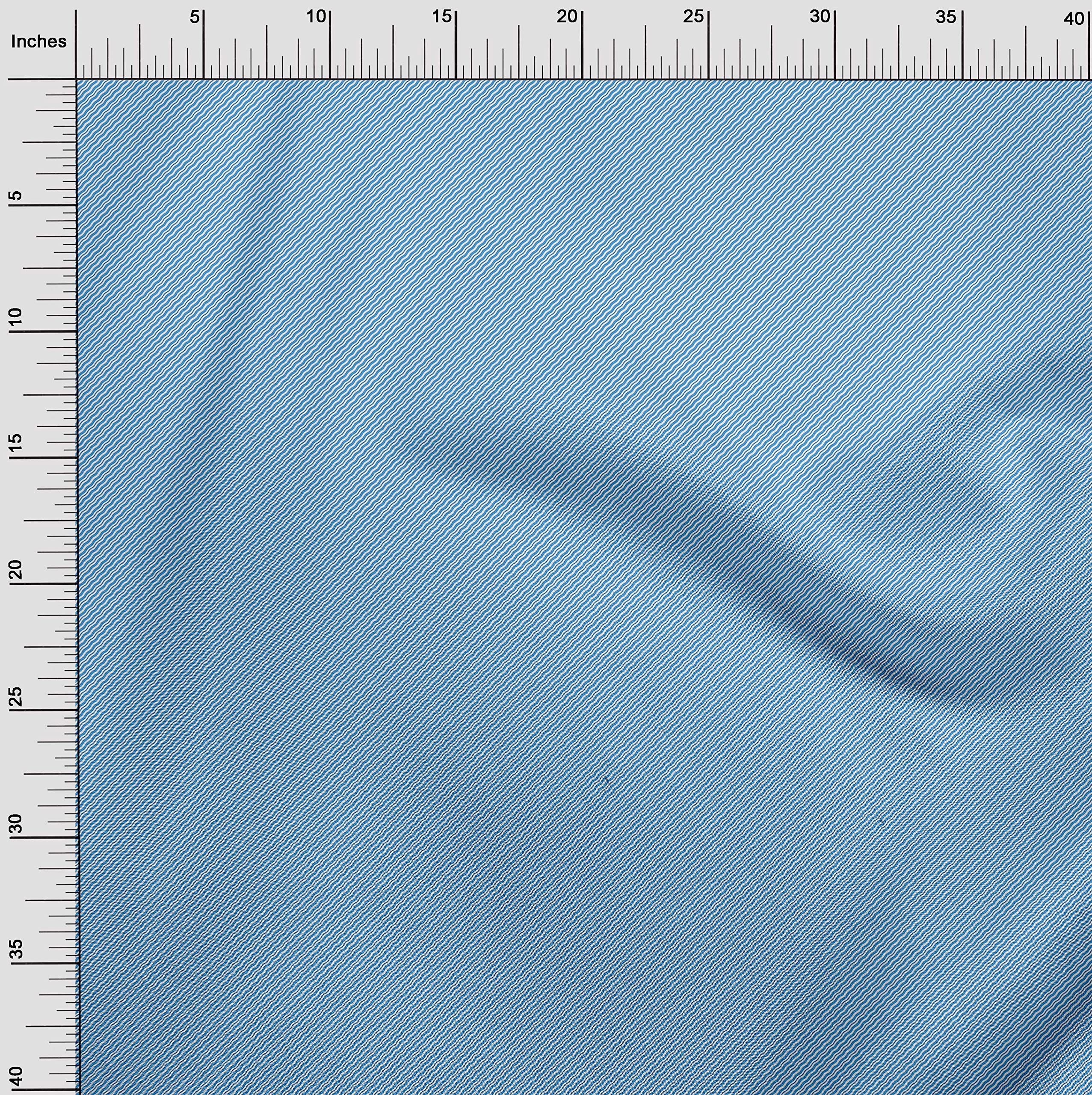oneOone Silk Tabby Medium Blue Fabric - 42 Inch Wide Printed Sewing Material by The Yard for DIY Clothing, Dresses & Home Decor Projects | Premium Diagonal Sewing Supplies for Quilting, Crafts & Fashion Design