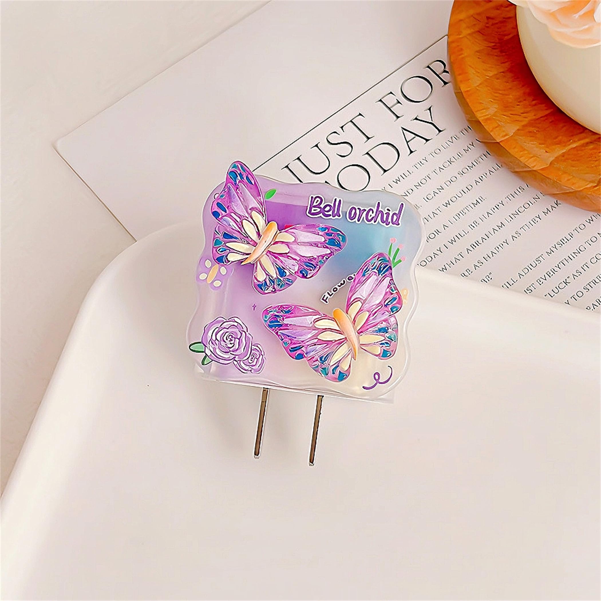 3D Butterfly iPhone Charger Protector - 18W/20W Cable Saver for iPhone 13/14/15/16 Pro Max, Soft Wavy Girly Design iPad Charger Cover (Purple) - Perfect for Home, Office & Travel Accessories