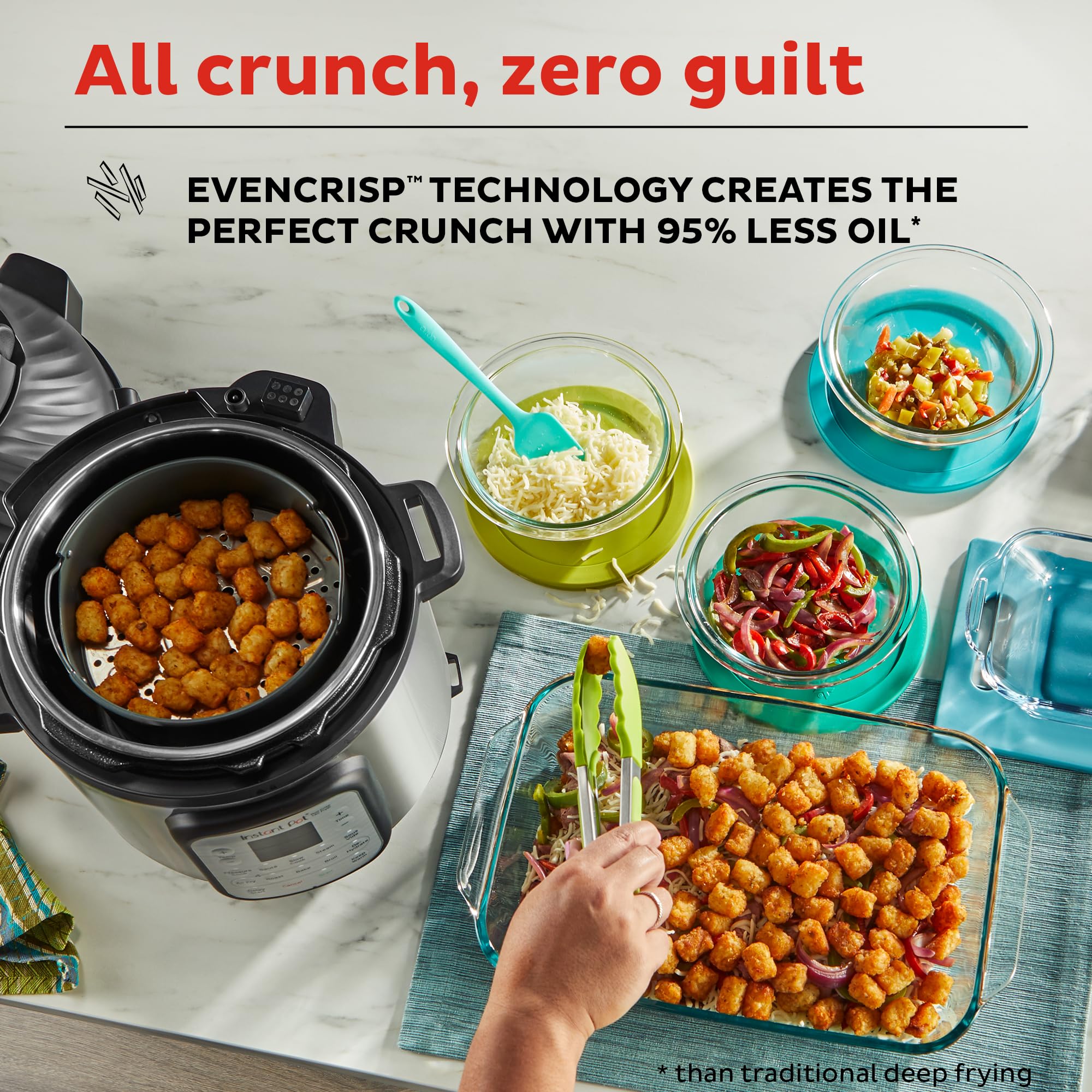 Instant Pot Duo Crisp 6Qt 11-in-1 Air Fryer & Electric Pressure Cooker Combo - Multi-Cooker for Air Frying, Steaming, Slow Cooking, Sautéing, Dehydrating | Includes Free App with 1300+ Recipes | Perfect for Family Dinners, Meal Prep & Healthy Cooking