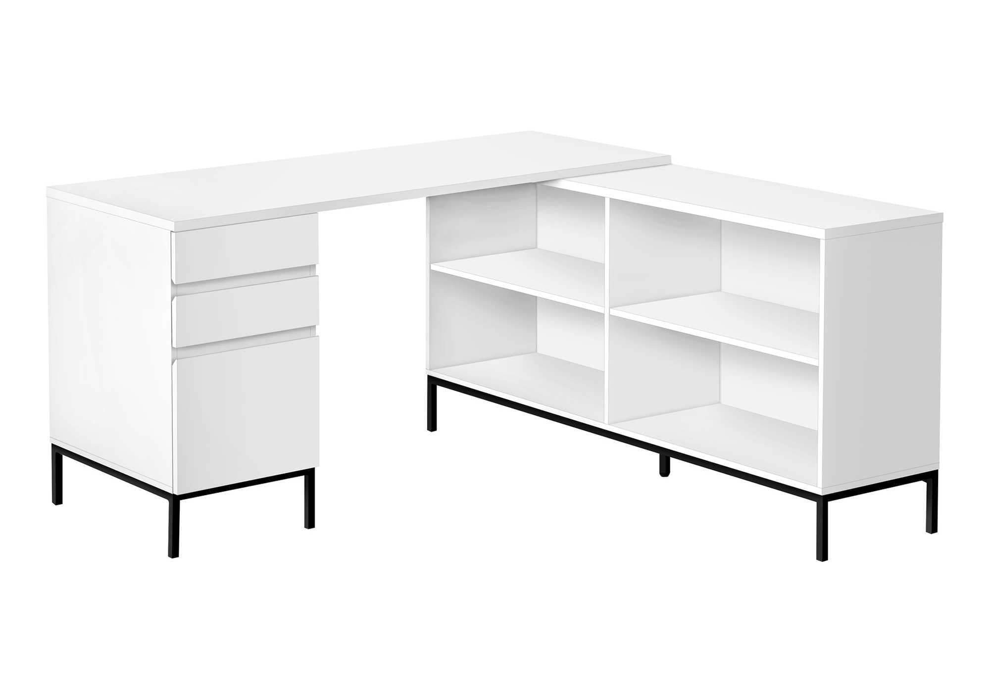 60L White Laminate Corner Computer Desk with Storage Drawers - Modern Home Office Workstation for Small Spaces, Gaming & Study | Space-Saving L-Shaped Desk with File Cabinet & Keyboard Tray