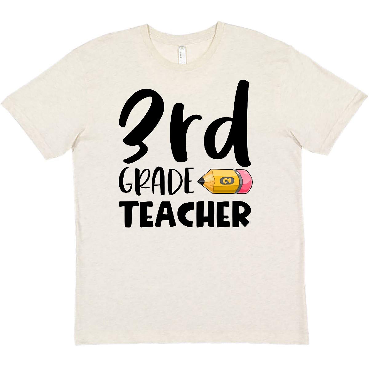 Inktastic Third Grade Teacher Pencil Graphic T-Shirt - Fun & Comfortable Cotton Tee for Educators, Back to School, Classroom Gifts