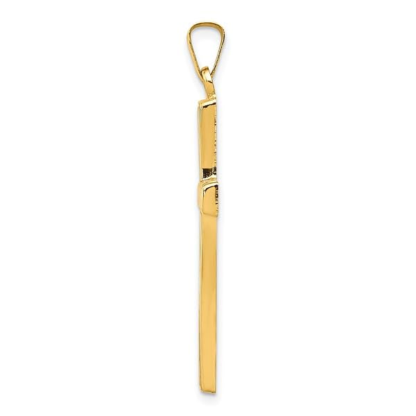 14K Solid Yellow Gold Latin Mexican Holy Cross Necklace - Religious Jesus Christ Pendant Charm for Women & Men - Perfect for Baptism, First Communion, Confirmation & Everyday Faith Jewelry