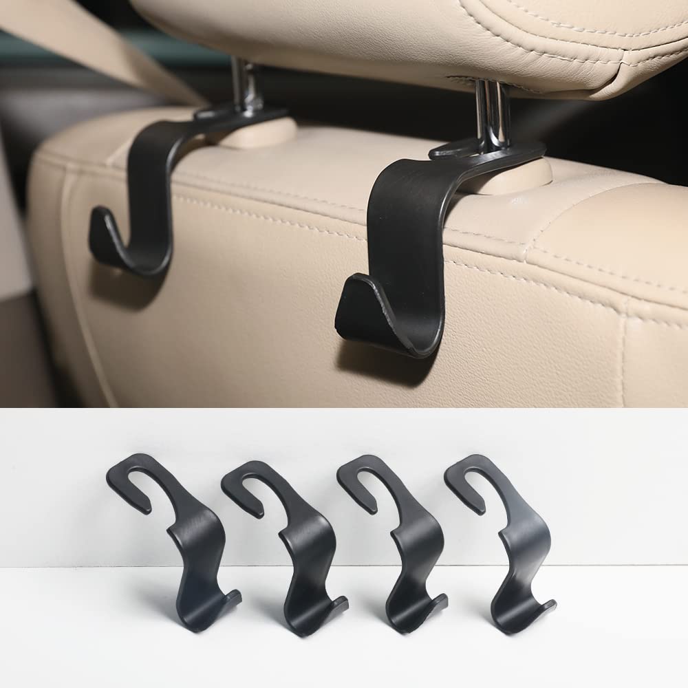 VAGURFO 4 Pack Car Seat Headrest Hooks - Universal Vehicle Accessories for Hanging Handbags, Laptop Bags, Clothes, Coats, Takeout Bags & Diaper Bags (Set of 4) - Perfect for Road Trips, Commuting & Family Travel