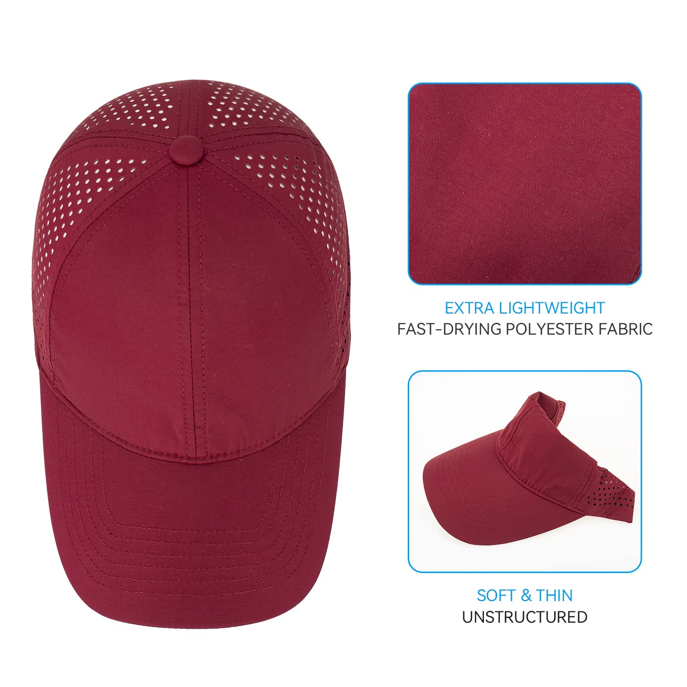 **Gisdanchz Quick Dry Mesh Baseball Cap for Men & Women - Golf, Hiking, Fishing, Cycling, Running & Workout - Breathable Outdoor Sport Hat in Burgundy**    **Perfect for Golf Courses, Hiking Trails, Fishing Trips, Cycling Adventures & Gym Workouts**