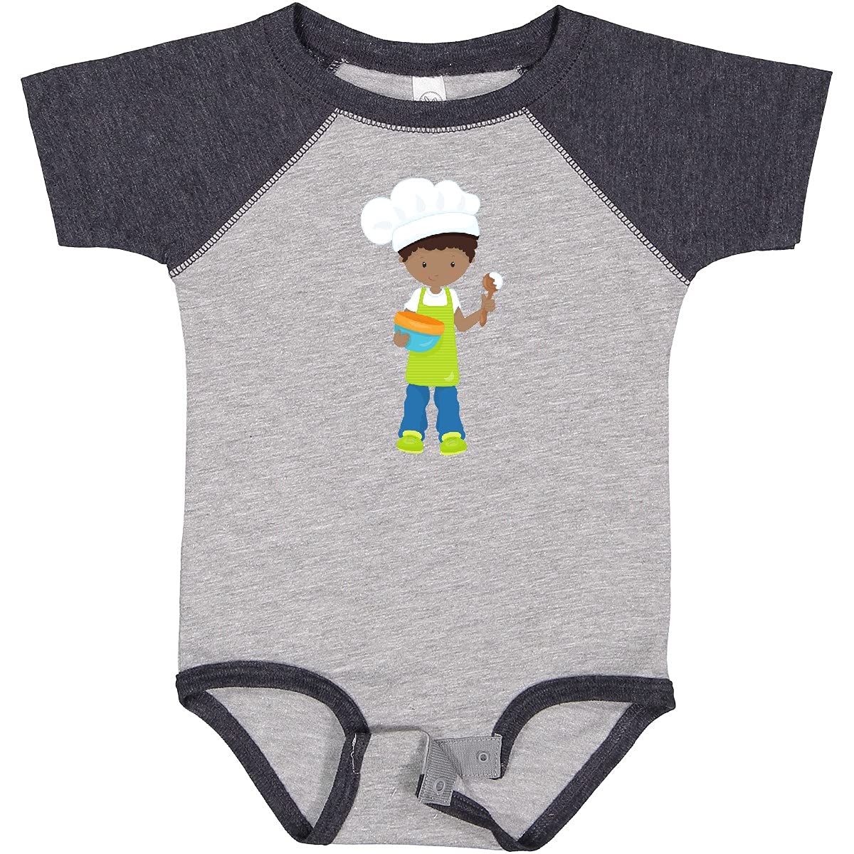 Inktastic African American Boy Baking Baker Bakery Apron Baby Bodysuit - Cute Infant Outfit for Cooking, Baking Classes & Family Kitchen Time