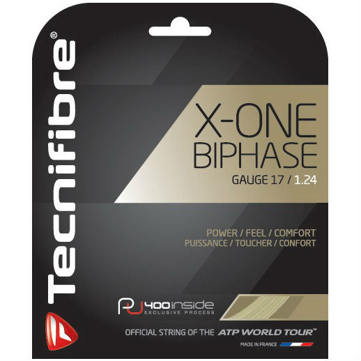 Tecnifibre X-One Biphase 17/1.24 Natural Tennis String | High-Performance Polyester String for Tennis Rackets | Perfect for Competitive Play & Training