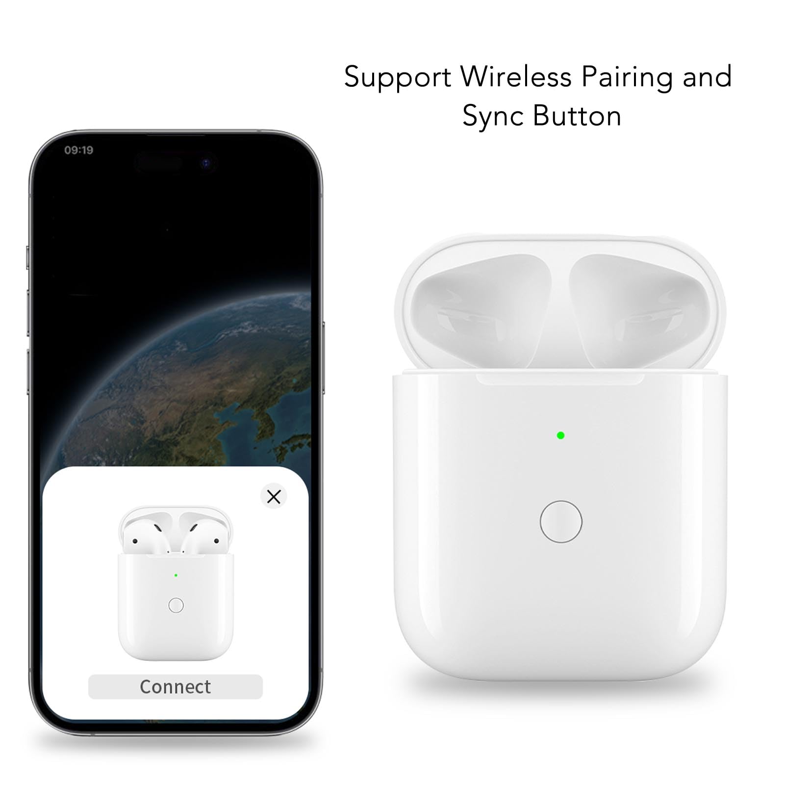 Wireless Earbuds Charging Case Replacement for AirPods 1st/2nd Gen (A0102) - Portable Charger Case with LED Indicator & One-Touch Pairing Sync Button | Perfect for Gym, Travel & Daily Use