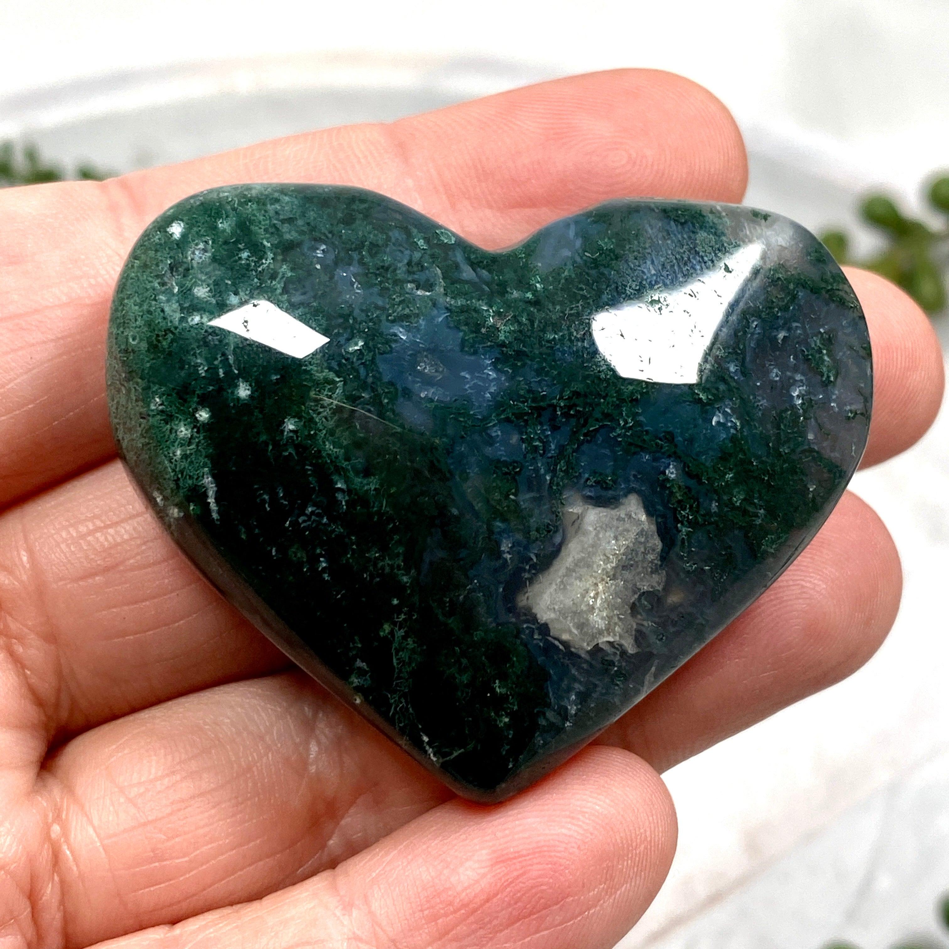 Natural Moss Agate Heart Pendant - Healing Crystal Jewelry for Love & Emotional Balance - Perfect for Meditation, Gifts & Spiritual Healing