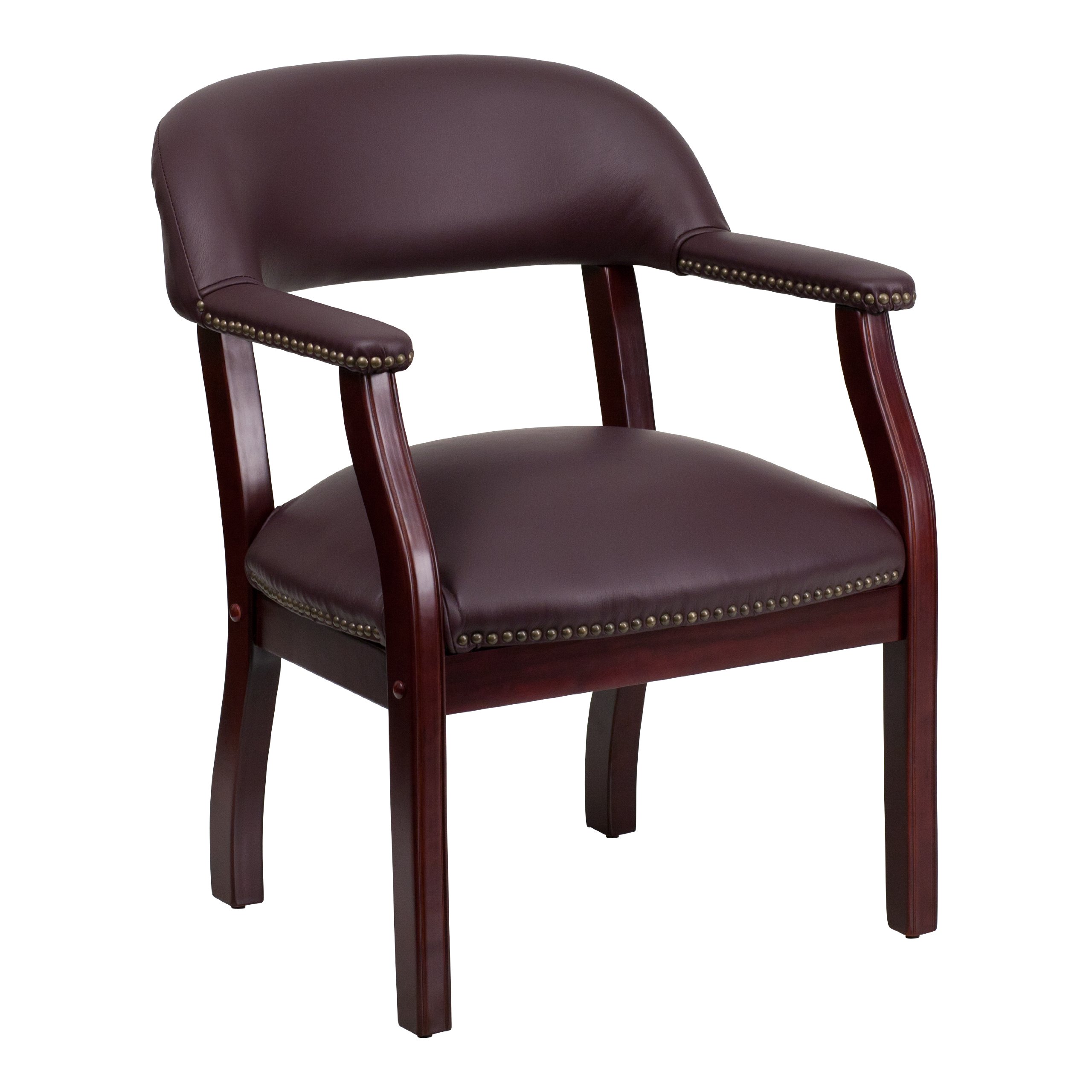 Flash Furniture Burgundy LeatherSoft Conference Chair with Accent Nail Trim - Ergonomic Office Chair for Meetings, Home Office & Executive Workspaces