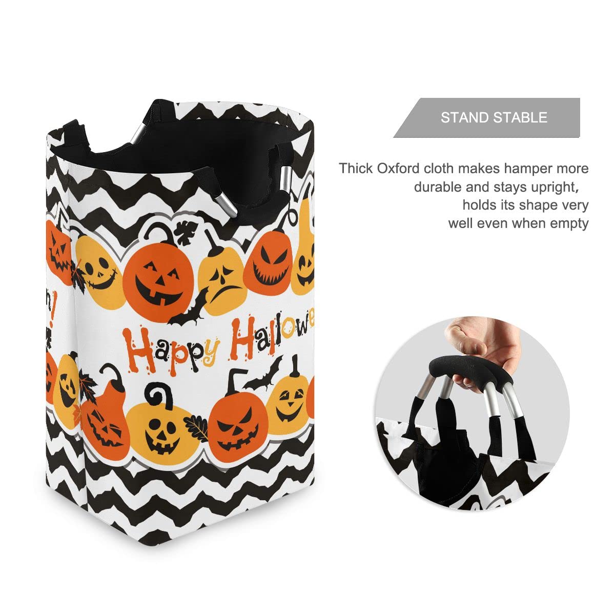 DOMIKING Halloween Pumpkin Cheerful Collapsible Laundry Basket - Kids Room Storage Organizer, Toy Hamper & Dorm Cloth Bag for Dirty Laundry | Perfect for Halloween Decor, Kids Bedroom & College Dorm Organization