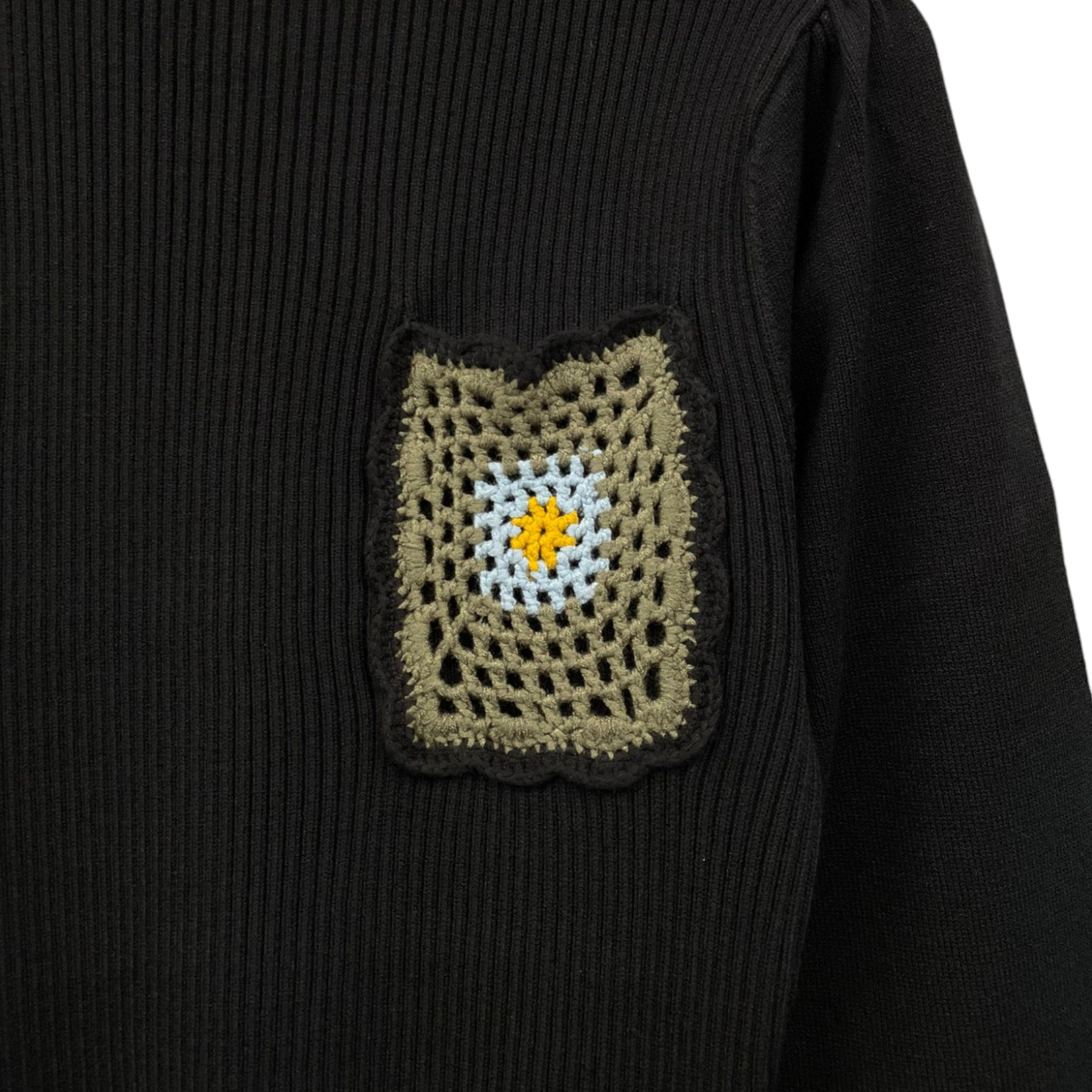 Elegant Black Knit Tea Dress with Fringe Details & Crochet Pocket - Perfect for Casual Outings, Date Nights & Boho Chic Style