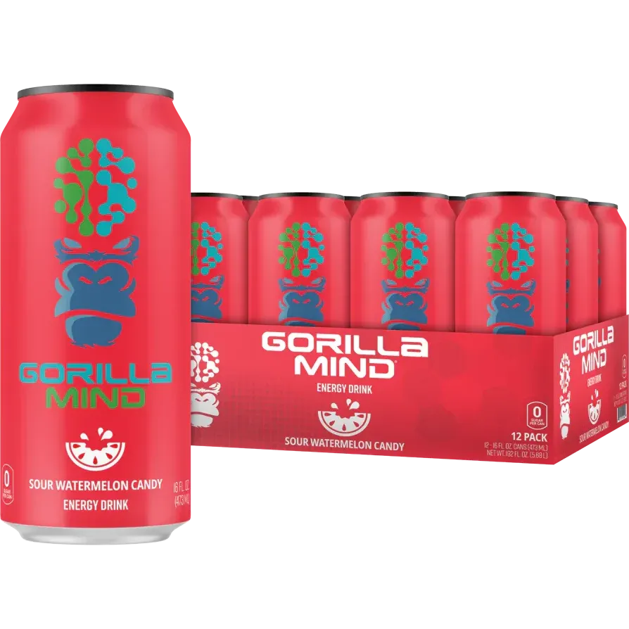 Gorilla Mind Energy Drink - Sugar-Free, High Caffeine, Focus & Performance Booster - Perfect for Workouts, Studying & Long Workdays