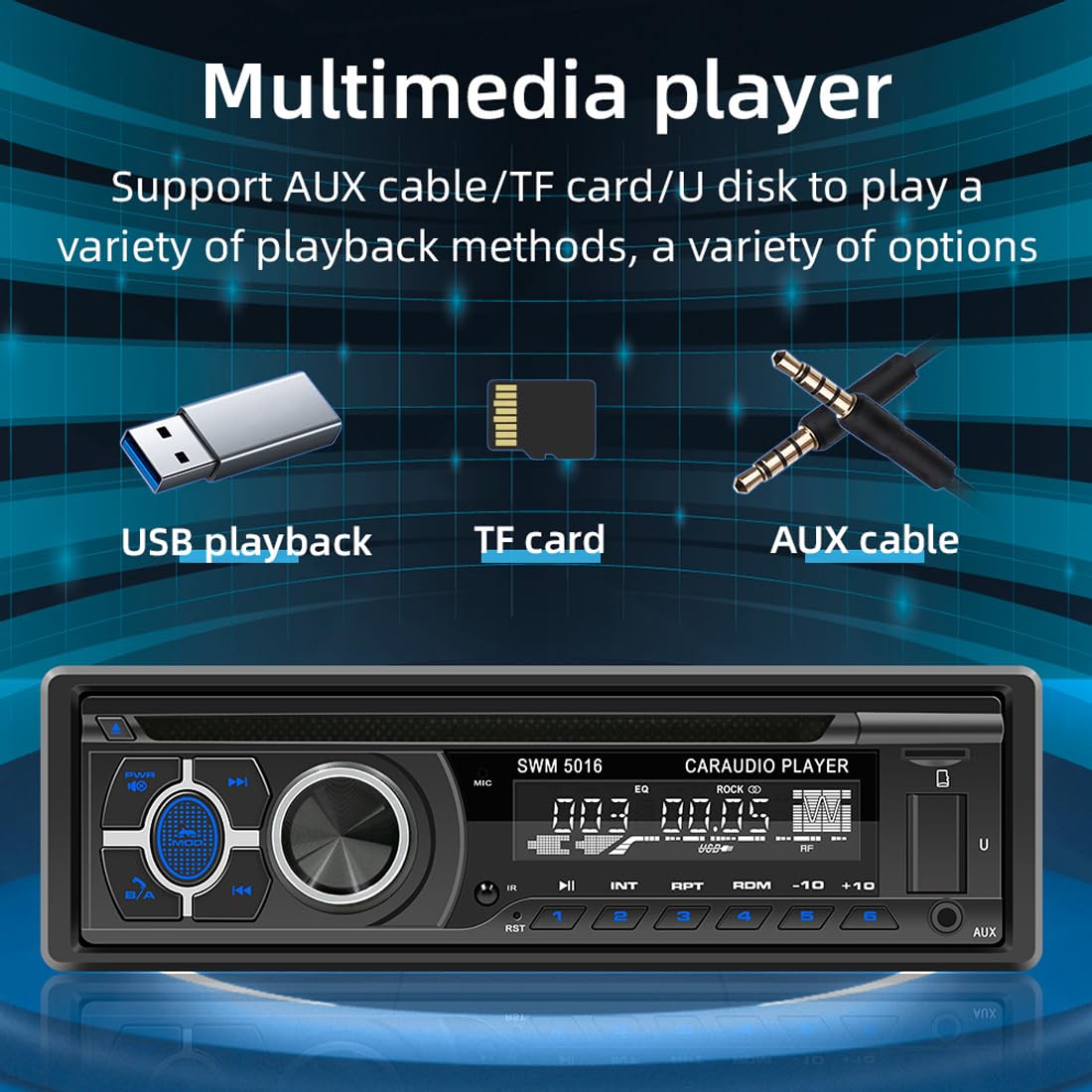 1 Din Car Stereo with Bluetooth, CD/DVD Player, USB/SD/AUX, RDS/FM/AM Radio & AI Voice Control - Hands-Free Calling, Vehicle Locator - Perfect for Road Trips, Commuting & In-Car Entertainment