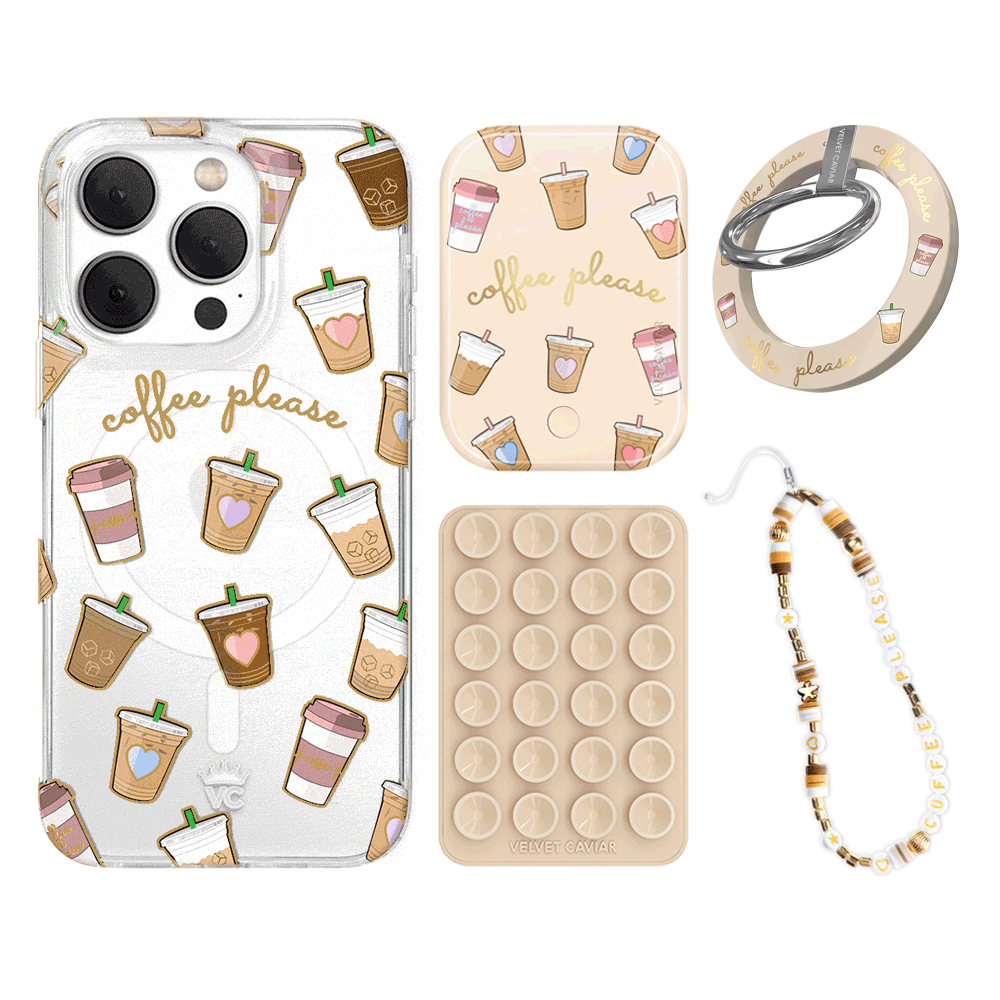 Premium Coffee First iPhone Bundle Set - Anti-Slip Grip & Stylish Protection for iPhone | Perfect for Coffee Lovers, Office Use & Daily Commute