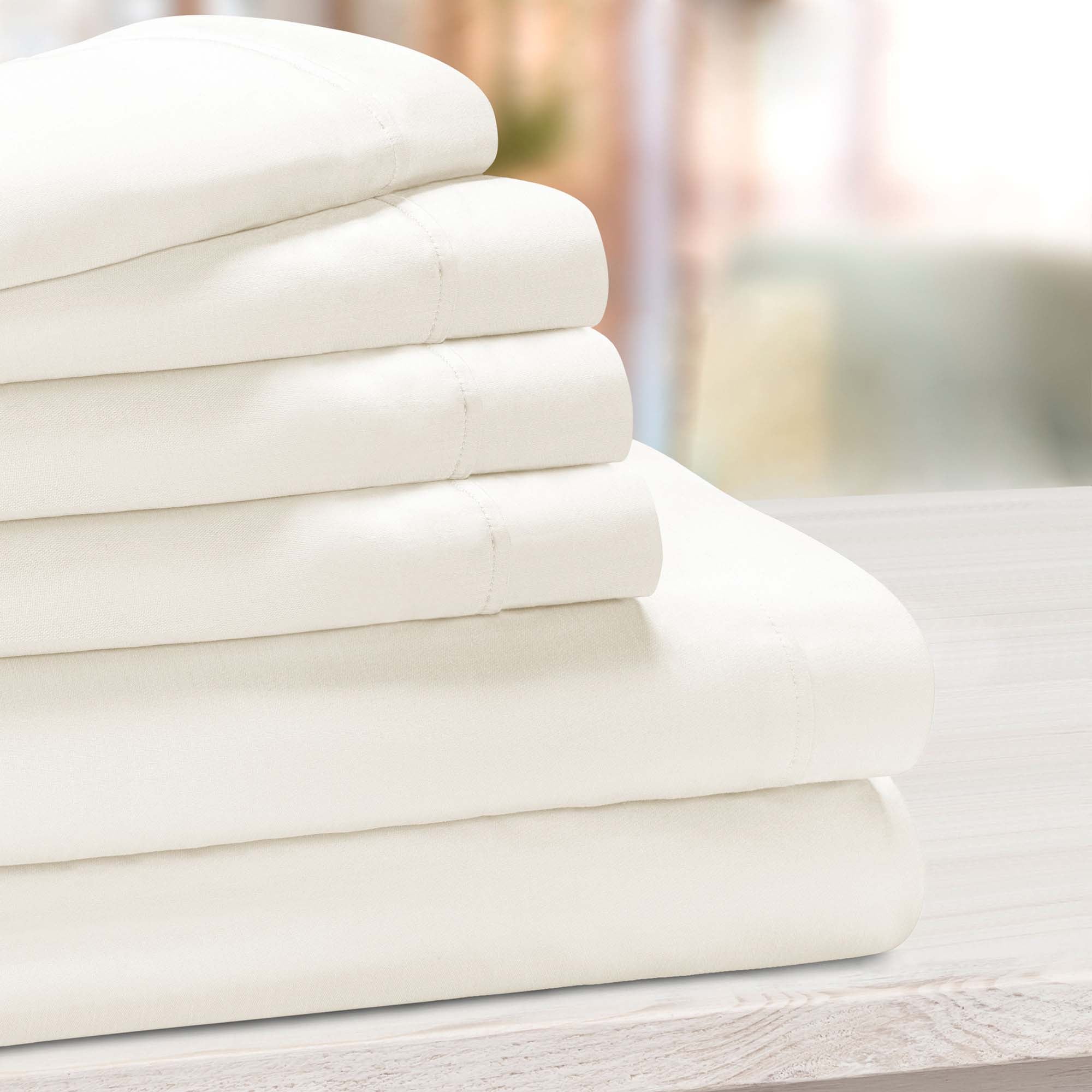 1000 Thread Count Cotton Rich Solid Deep Pocket Bed Sheet Set - Queen Size, Soft & Breathable for Ultimate Comfort - Perfect for Home, Hotel, and Guest Room Use