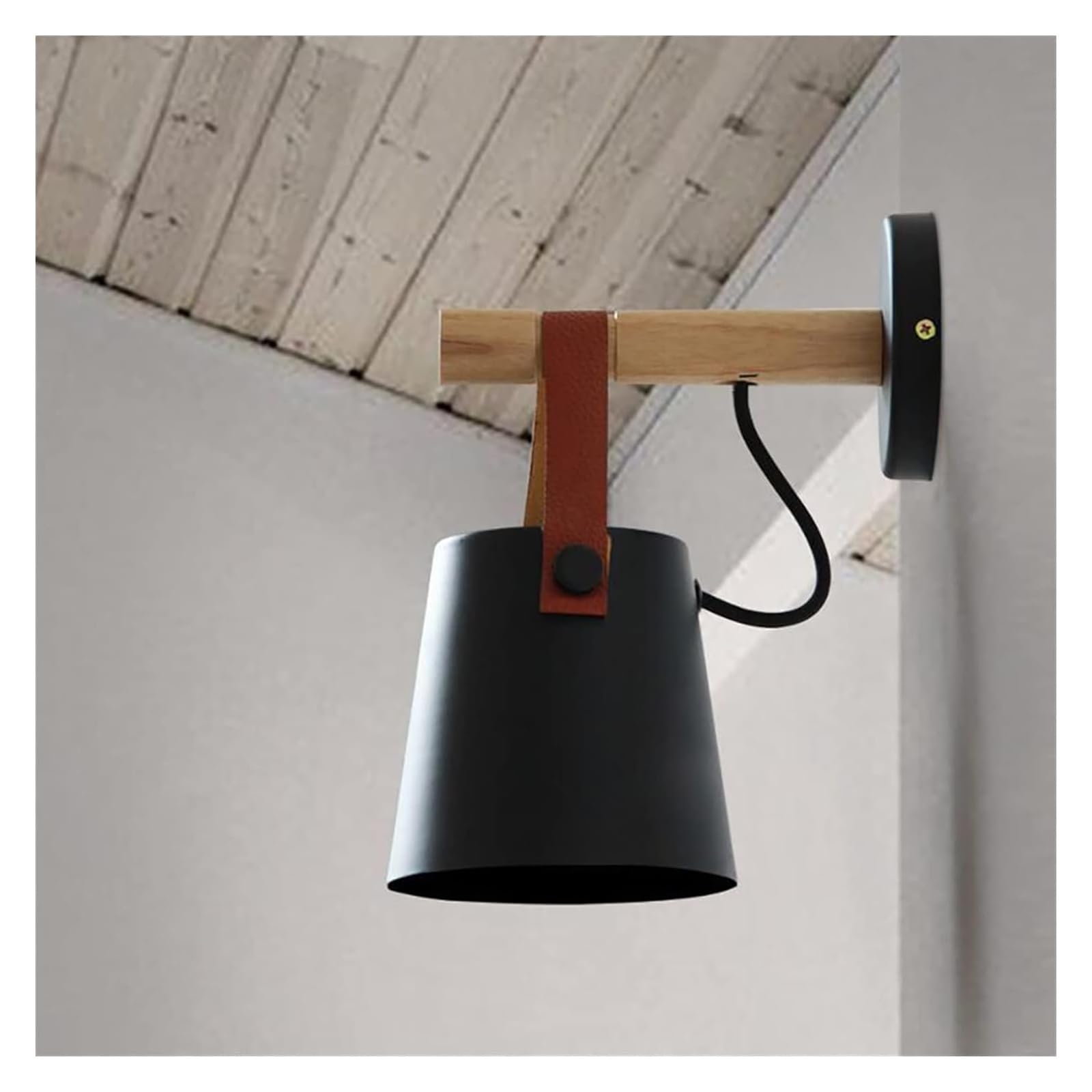 Modern 5W LED Wall Lamps - Belt Wood E27 Wall Lights for Bedroom, Living Room & Hallway - Cool White Designer Lighting for Home Decor & Ambient Illumination