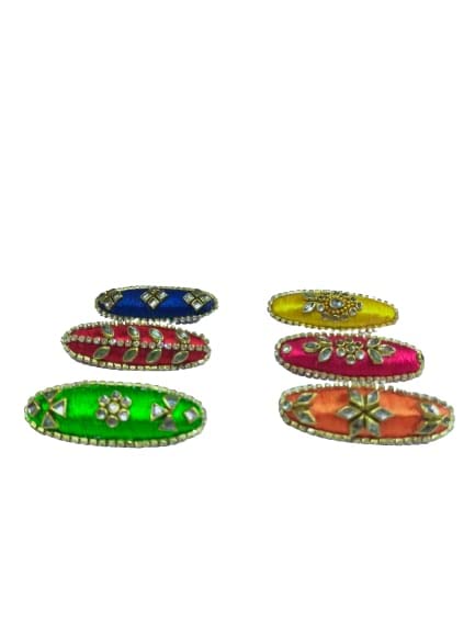 Avani Collection Saree Pin Set - 6 Silk Thread Brooch Pins for Saree, Sweater & Shawl Clips | Safety Pins for Women's & Girls' Clothing Dress Decoration | Perfect for Indian Traditional Wear, Party Outfits & Fashion Accessories