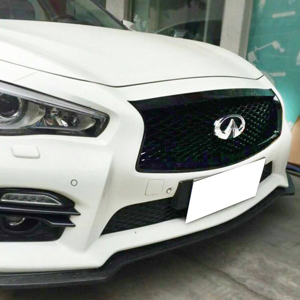 2014-2017 Infiniti Q50 Eau Rouge ER Style ABS Glossy Black Front Bumper Grill Hood Mesh - Pre-Painted Black Grille Replacement for Enhanced Style & Airflow - Perfect for Car Upgrades & Performance Modifications