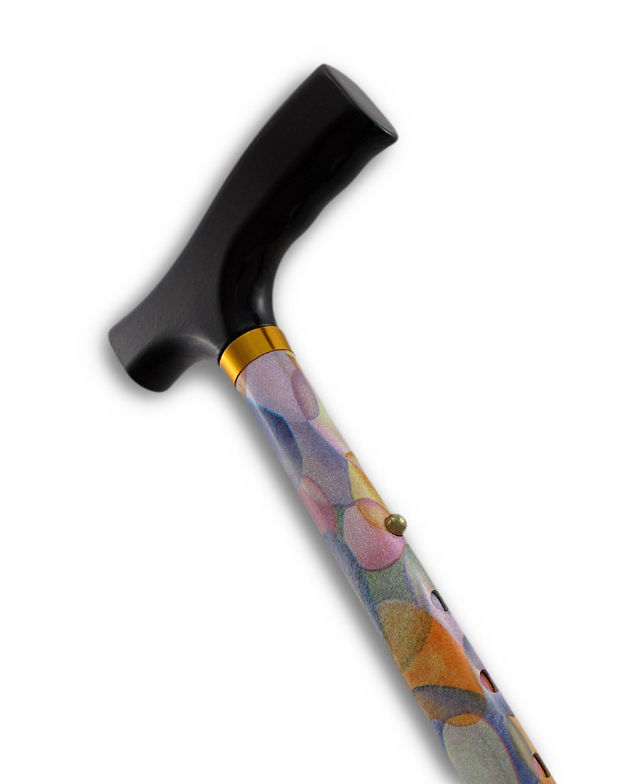 Pastel Balloons Adjustable Folding Cane for Women - Lightweight Fritz Handle Walking Stick with Travel Pouch | Perfect for Travel, Shopping & Everyday Support