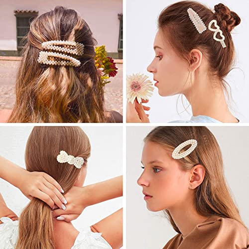 12 Pcs Pearl Hair Clips for Women - Elegant Hair Accessories for Party & Wedding