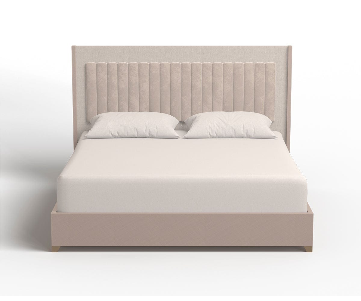 Antonella Bed Frame - Queen Size, Modern Platform Bed with Wooden Slats & Upholstered Headboard - Perfect for Bedroom, Guest Room & Apartment Decor