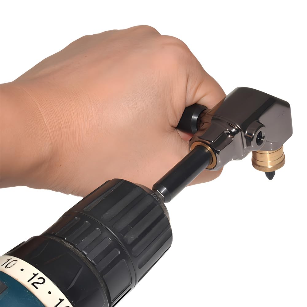 90 Degree Right Angle Drill Attachment - All Metal Body with Detachable ABS Handle - Corner Drill Bit Adapter for Impact Drivers - Perfect for Tight Space DIY Projects & Professional Construction Work