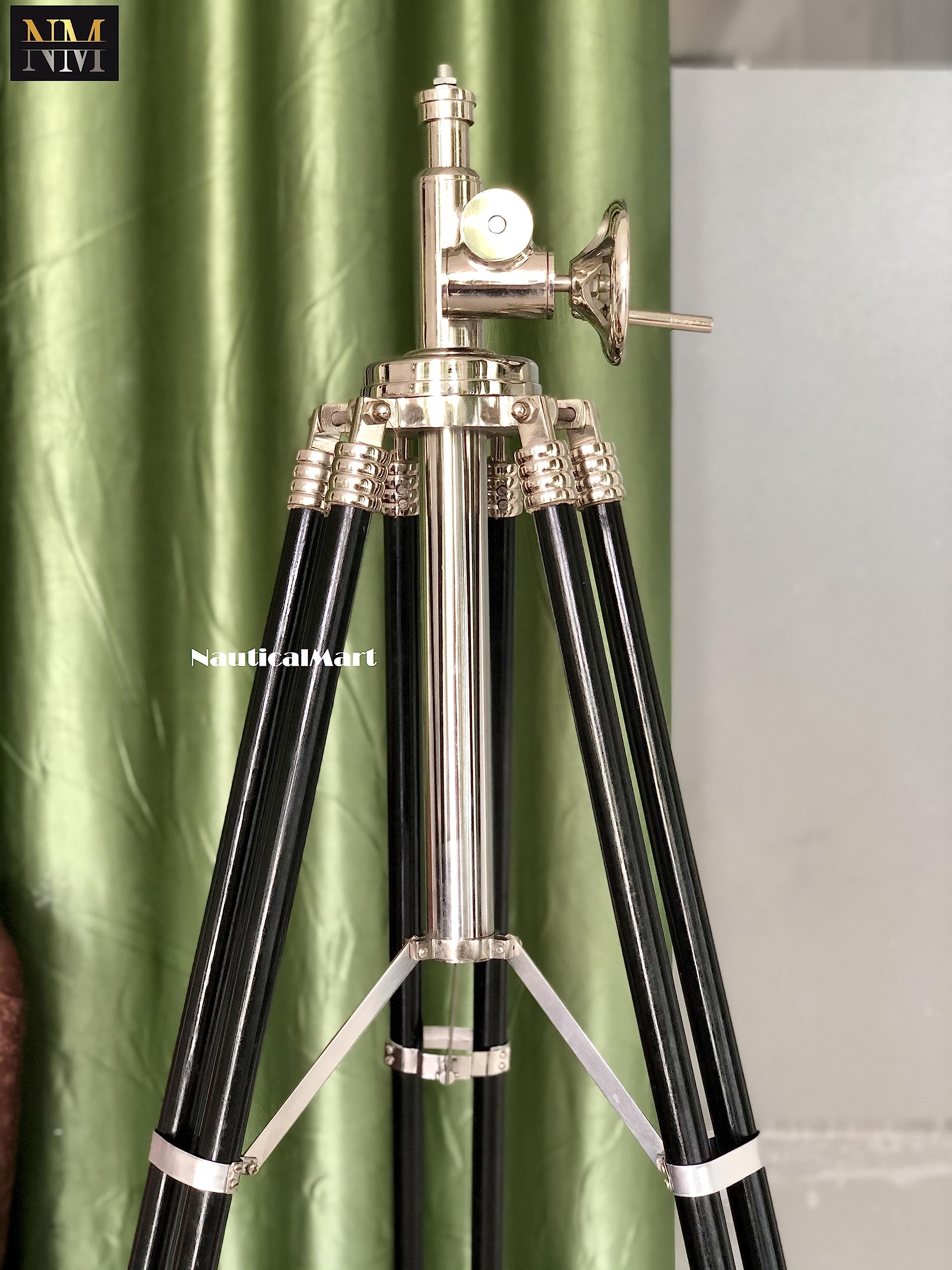 NauticalMart Royal Marine Designer's Tripod Floor Lamp for Living Room, Bedroom & Office - Modern Adjustable Standing Light with 3-Leg Base (Shade Not Included) - Perfect for Reading, Decor & Ambient Lighting