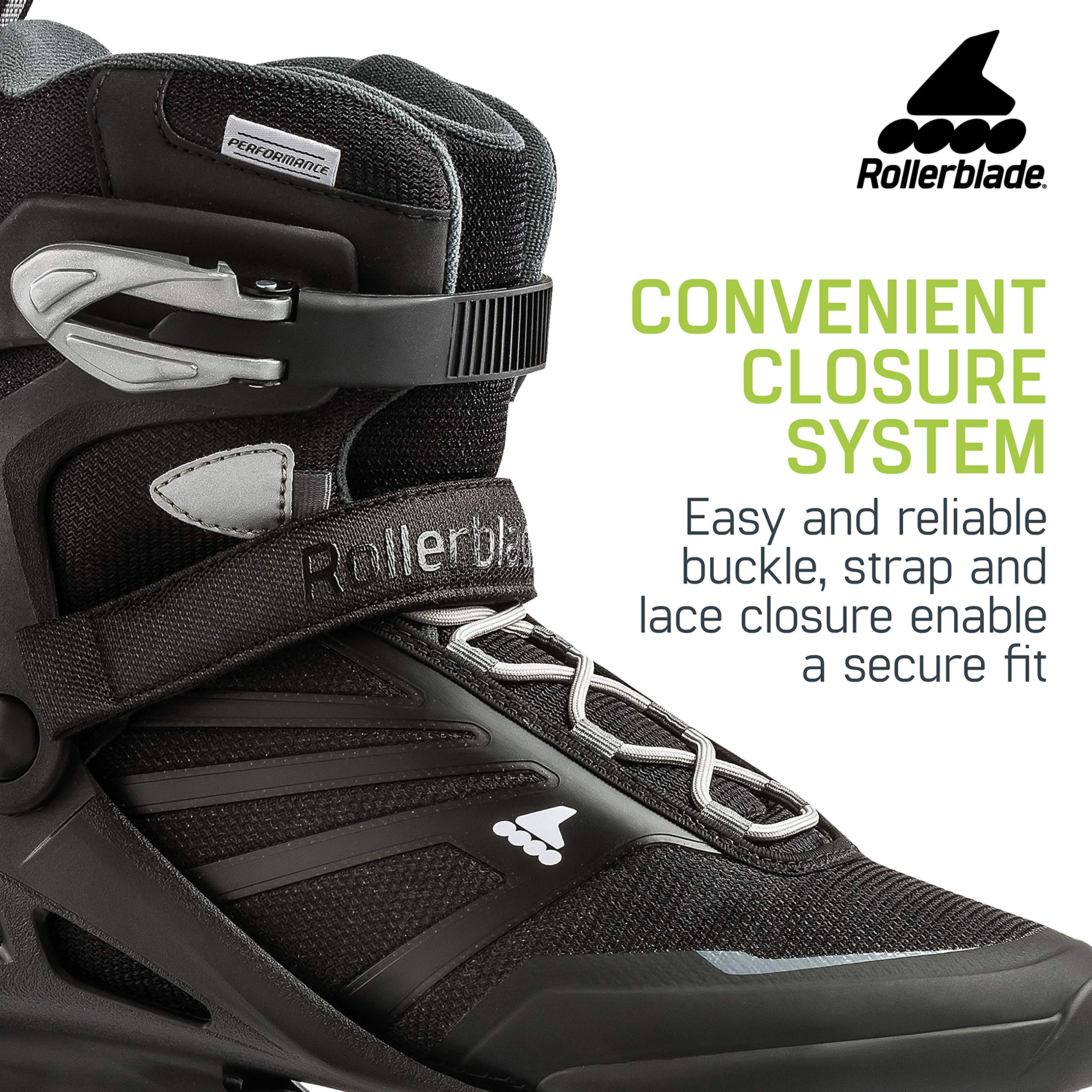 Rollerblade Zetrablade Men's Inline Skates for Adults - Black & Silver Fitness Skates for Outdoor Exercise, Commuting & Recreation