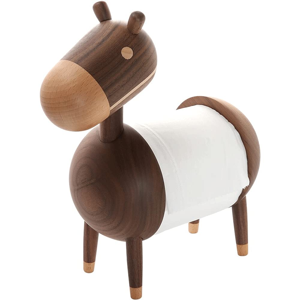 Cute Wooden Paper Towel Holder - No Punch Installation, Animal Design Kitchen Roll Shelf for Home & Office, Nordic Style Desktop Napkin Organizer - Perfect for Kitchen, Bathroom, and Dining Table Decor