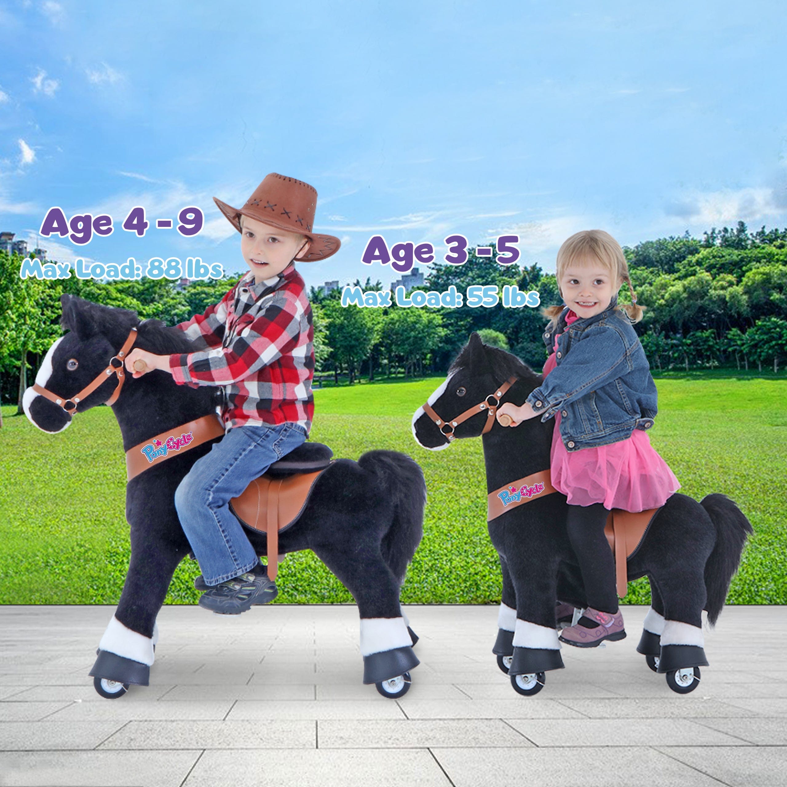 Ponycycle Ride-On Toy for Kids Ages 4-8 | Medium Size | Interactive Rocking Horse for Indoor & Outdoor Play | Perfect Birthday Gift for Boys & Girls