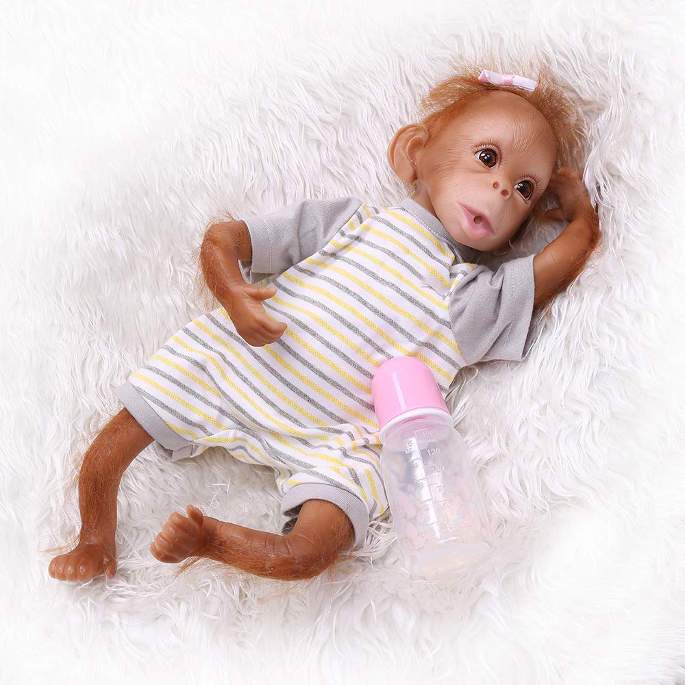 16 Inch 40cm Realistic Reborn Baby Doll - Handmade Soft Silicone & Cotton Body, Lifelike Toddler Monkey Doll - Perfect for Gift Giving, Collecting & Pretend Play (I)