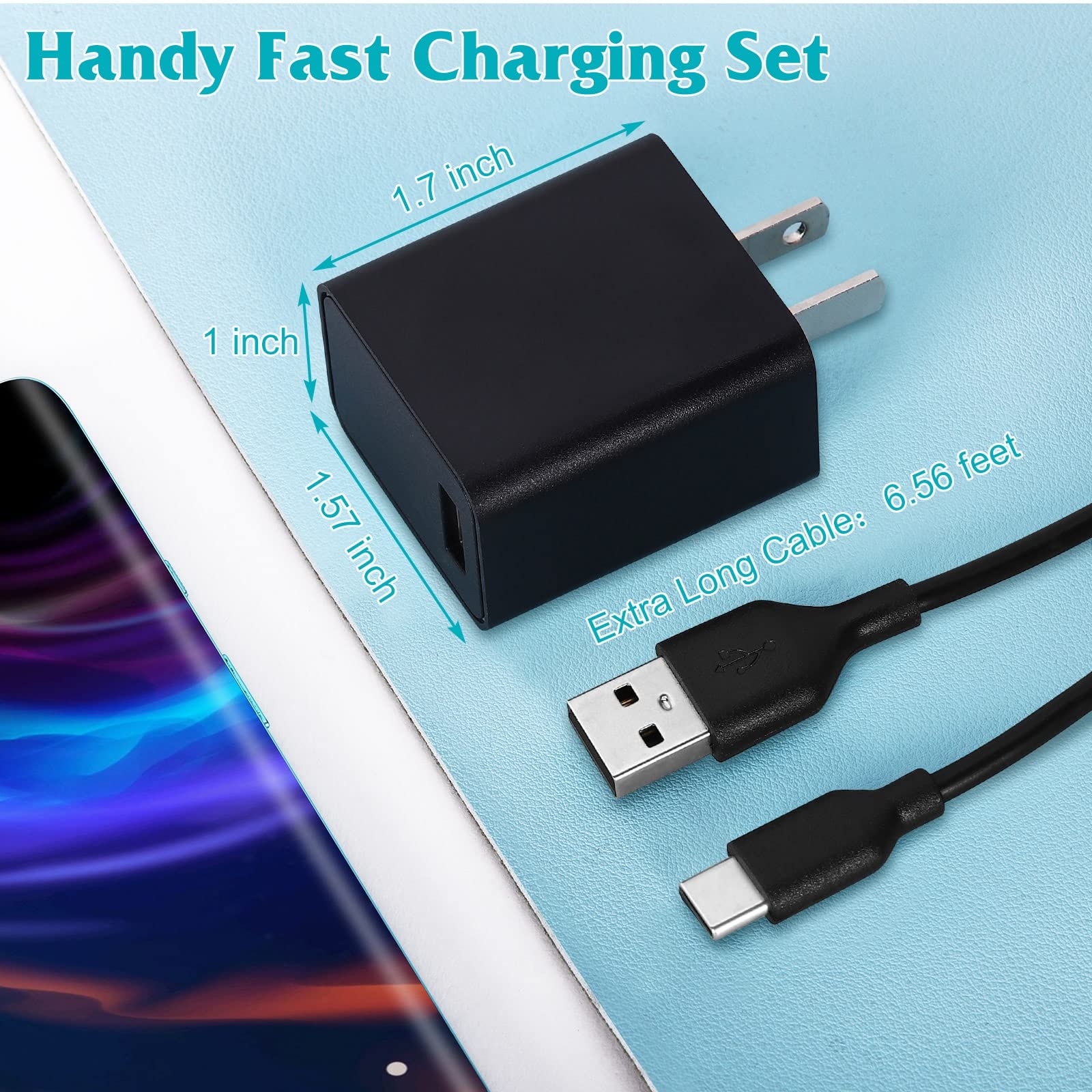 UL Listed 15W QC Fast Charger Wall Plug with 6ft USB-C Cable - Quick Charge 3.0 USB Power Adapter for BlackBerry Motion & Other Smartphones - Perfect for Home, Office & Travel Charging